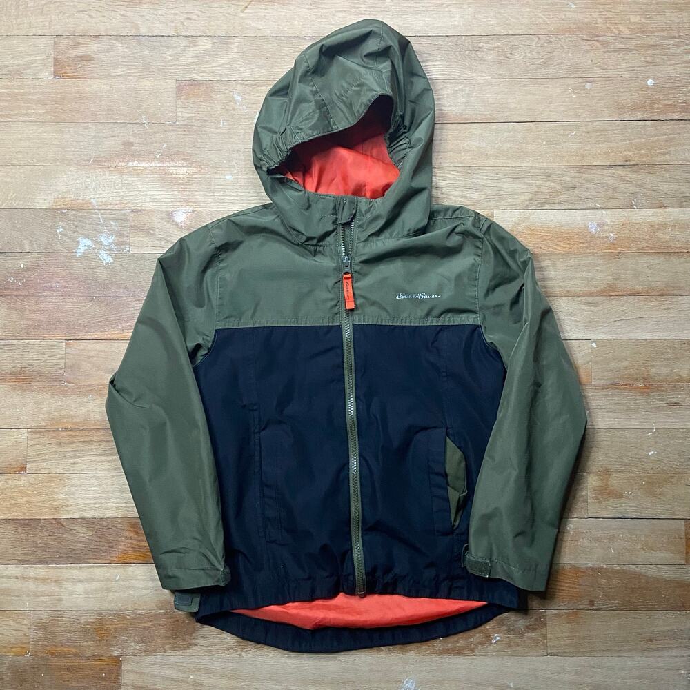 Eddie Bauer Lone Peak Green Orange Black Youth Boy’s Jacket Size 7/8 Small